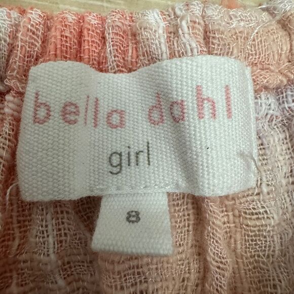 Bella Dahl Plaid Tie Front Top Girls Peach and White Plaid Size 8 - Picture 6 of 6